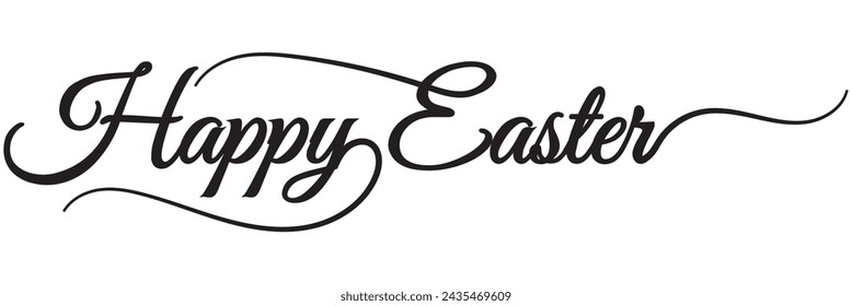 Happy easter letter calligraphy banner black color.