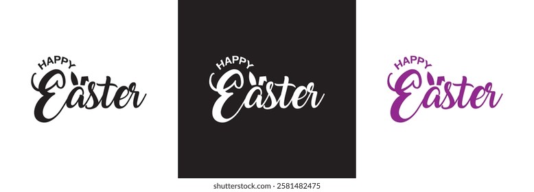 Happy easter letter calligraphy. isolated on white and black background. vector illustration. EPS 10