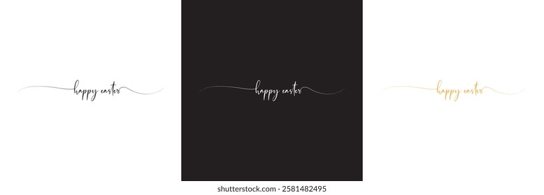Happy easter letter calligraphy. isolated on white and black background. vector illustration. EPS 10