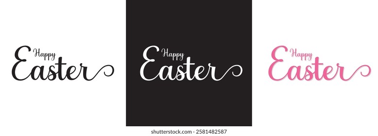 Happy easter letter calligraphy. isolated on white and black background. vector illustration. EPS 10