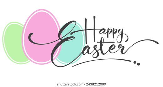 happy easter letter hand writen calligraphy. vector eps	