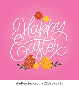 ¡Feliz Pascua! Leer acerca de Pascua para el diseño de volantes e impresos. Ilustración vectorial. Plantillas para carteles, carteles, tarjetas postales de felicitación.