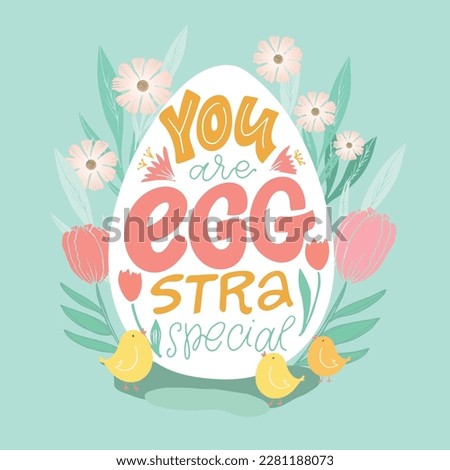 Happy Easter! Lettering  about Easter for flyer and print design. Vector illustration. Templates for banners, posters, greeting postcards.
