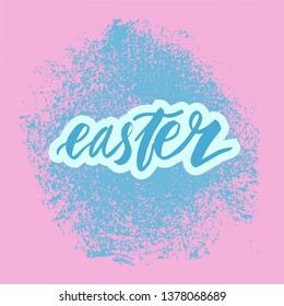 Happy Easter lettering background. Easter eggs composition hand drawn. Vector illustration greeting card, ad, promotion, poster, flyer, web-banner, article.