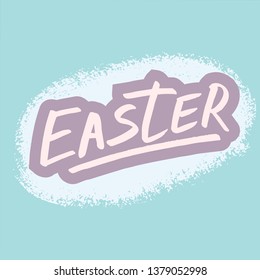 Happy Easter lettering background. Easter eggs composition hand drawn. Vector illustration greeting card, ad, promotion, poster, flyer, web-banner, article.