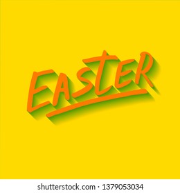 Happy Easter lettering background. Easter eggs composition hand drawn. Vector illustration greeting card, ad, promotion, poster, flyer, web-banner, article.