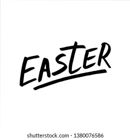 Happy Easter lettering background. Easter eggs composition hand drawn. Vector illustration greeting card, ad, promotion, poster, flyer, web-banner, article.