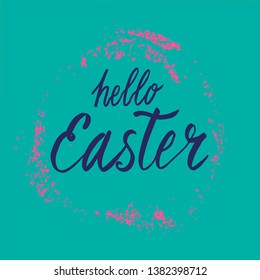 Happy Easter lettering background. Easter eggs composition hand drawn. Vector illustration greeting card, ad, promotion, poster, flyer, web-banner, article.