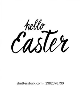 Happy Easter lettering background. Easter eggs composition hand drawn. Vector illustration greeting card, ad, promotion, poster, flyer, web-banner, article.