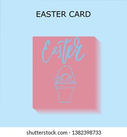 Happy Easter lettering background. Easter eggs composition hand drawn. Vector illustration greeting card, ad, promotion, poster, flyer, web-banner, article.