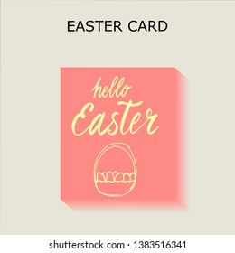 Happy Easter lettering background. Easter eggs composition hand drawn. Vector illustration greeting card, ad, promotion, poster, flyer, web-banner, article.