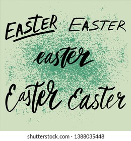 Happy Easter lettering background. Easter eggs composition hand drawn. Vector illustration greeting card, ad, promotion, poster, flyer, web-banner, article.