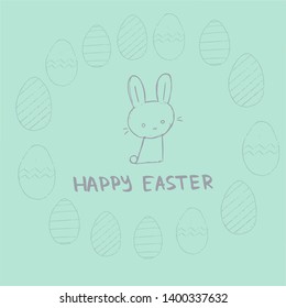 Happy Easter lettering background. Easter eggs composition hand drawn. Vector illustration greeting card, ad, promotion, poster, flyer, web-banner, article.