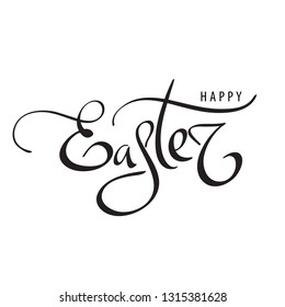 Happy Easter lettering. Black and white calligraphy phrase