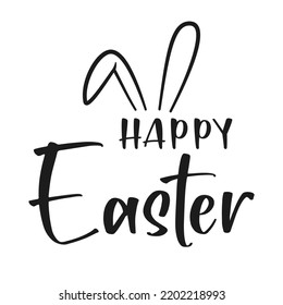 Felices letras de Pascua con orejas de conejito. Aislado sobre fondo blanco. Ilustración vectorial. Caricatura