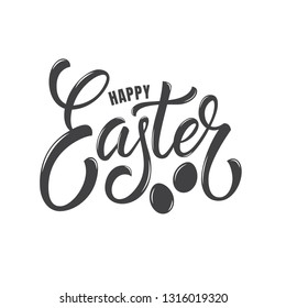 Happy Easter lettering. Calligraphic label for Easter holiday.