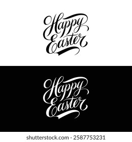 happy easter lettering calligraphy vector stock illustration for Easter holiday greeting card and for t-shirt design, banner, flyer, poster design.