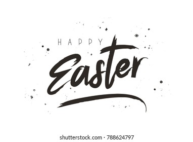 Happy easter. Lettering and calligraphy. Vector illustration on white background. Excellent festive gift card.