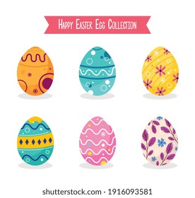 happy easter lettering card with eggs painted vector illustration design