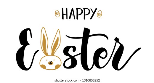 Happy Easter. Lettering card. Eps 10.