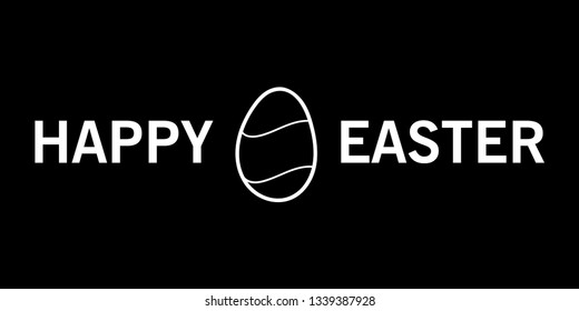 Happy Easter lettering card. Hand drawn Easter egg with Happy Easter text poster for Easter. Ink illustration. Typography background.