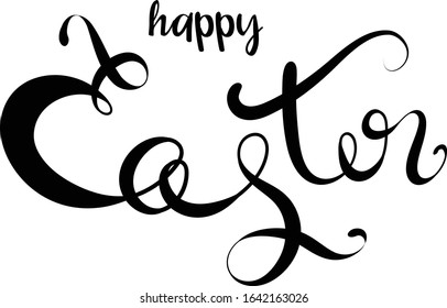 Happy Easter lettering card. Hand drawn, isolated on white background. Vector Illustration.