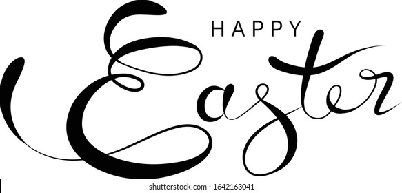 Happy Easter lettering card. Hand drawn, isolated on white background. Vector Illustration.