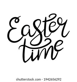 Happy Easter lettering card. Hand drawn lettering poster for Easter. Ink illustration. Modern calligraphy. Happy Easter typography background.