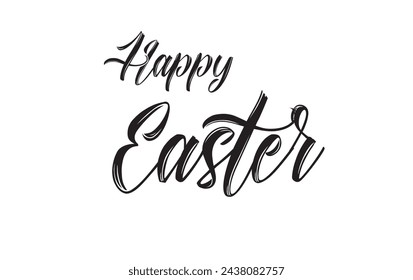 Happy Easter lettering card. Hand drawn lettering poster for Easter. Ink illustration. Modern calligraphy. Happy Easter typography background.