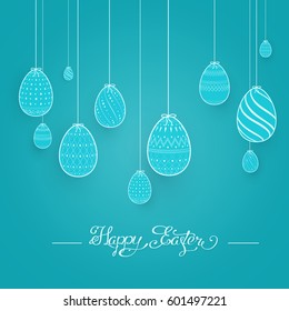 Happy Easter lettering card. Hand drawn lettering poster for Easter. Modern calligraphy typography background. Vector illustration