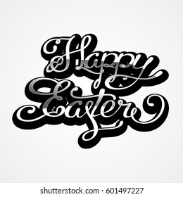 Happy Easter lettering card. Hand drawn lettering poster for Easter. Modern calligraphy typography background. Vector illustration