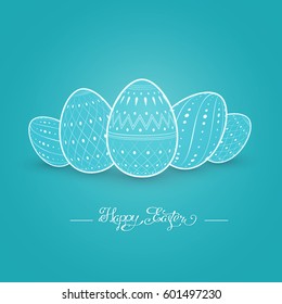 Happy Easter lettering card. Hand drawn lettering poster for Easter. Modern calligraphy typography background. Vector illustration