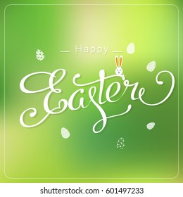 Happy Easter lettering card. Hand drawn lettering poster for Easter. Modern calligraphy typography background. Vector illustration
