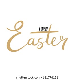 Happy Easter lettering card. Hand drawn lettering poster for Easter