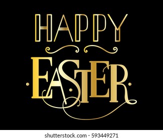 Happy Easter lettering card. Ink illustration. Vintage calligraphy. Happy Easter typography background.