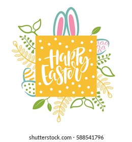 Happy Easter lettering card. poster