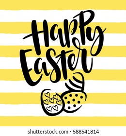 Happy Easter lettering card. poster