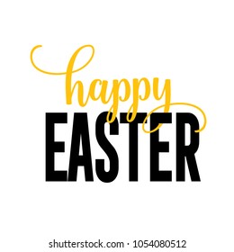 Happy Easter lettering. Creative inscription with swirl element joining letters. Handwritten text, calligraphy. Can be used for greeting cards, posters and leaflets