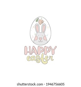 Happy easter. Lettering. Cute Easter egg. Isolated vector object on white background. Greeting card. 