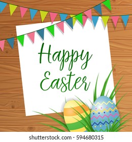 Happy Easter lettering with decoration