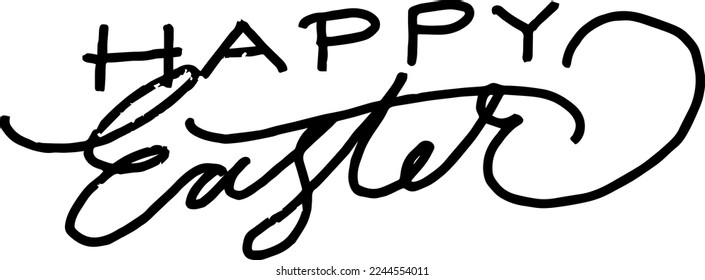 Happy Easter Lettering decoration. Happy Easter Lettering. Happy Easter quote. Custom hand lettering for greeting cards, flyers, banner, invitation, tshirt, social media, etc. Vector Illustration.