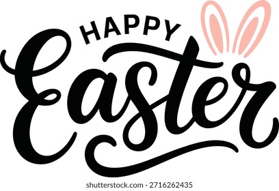 Frohe Ostern Lettering Design mit Hase Ohr Illustration