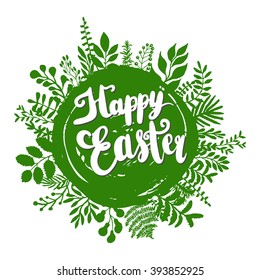Happy Easter lettering design greeting card template. Lettering design for posters, t-shirts, cards, invitations, stickers, banners, advertisement, social media content.