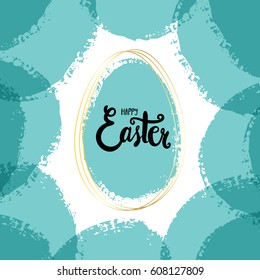 Happy Easter lettering design greeting card template. Vector.