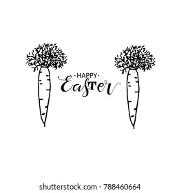 Happy Easter lettering design greeting card template. Lettering design for posters,  cards, invitations, stickers, banners.. Happy Easter. Vector illustration.
