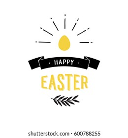 Happy Easter lettering with egg and band
