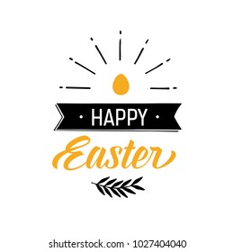 Happy Easter Lettering with Egg and Ear