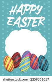 Happy Easter lettering and egg greeting card