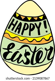 Happy Easter lettering, easter egg with letters 