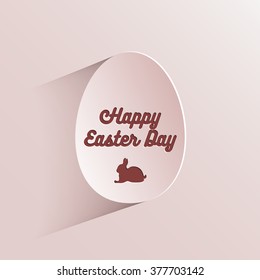 Happy easter lettering in egg on textured paper. Vintage text banner for your design. Hand drawn wired design.